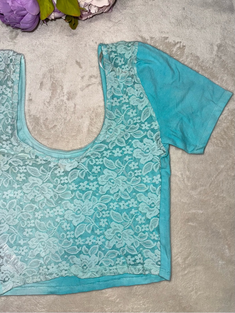 Forever 21 Ombre Crop Top with Sheer Lace Back - Picture 6 of 10